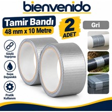 Gri Tamir Izolasyon Bandı 48 mm x 10 Metre Genel Duct Tape Su Geçirmez Sızdırmazlık Takviye Bantları 2 Adet