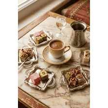 Elegancev Gümüş Metal Kahve Yanı Sunumluk-Lokumluk-Ikramlık- 6 Adet - (6 cm x 6 cm Sap Hariç)