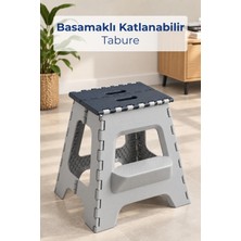 Ironika Basamaklı Katlanabilir Yer Kaplamaz Çok Amaçlı Banyo ve Mutfak Tabure ve Merdiven Çocuk Basamağı Gri