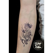 Trakya Tattoo 1 Ay Kalıcı Hayalet Dövme Orta Boy Ejderha Geçici Dövme GZS-195
