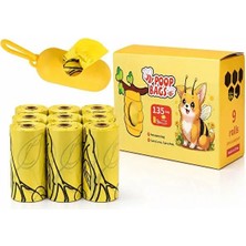 Hakdem Pet Askılı Kapsül Aparatlı Baskılı Köpek Dışkı Poşeti 9 Rulo 135 Adet Sarı