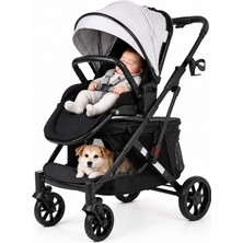 Justie Pet 2'si 1 Arada Bebek Arabası ve Kedi & Köpek Arabası Siyah 92X56X102 cm