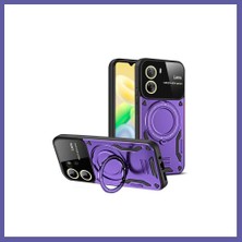 Nida Vivo Y16 Uyumlu Kılıf Joy Lens Standlı Kapak - Mor Nıda
