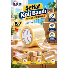 Sezen Home Şeffaf Koli Bandı 45 mm x 100 mt Yapışkanlı Kopmayan Bant Güçlü Bandı Bantları