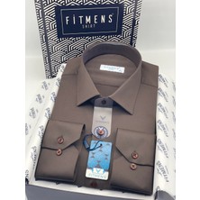 Fitmens Klasik Uzun Kol Cepsiz Likralı Rahat Kumaş Erkek Gömlek FS-004517 - Koyu Kahve