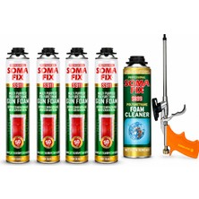 Somafix 4 Adet Somafıx S911 Poliüretan Köpük 750 ml 845 gr Köpük Tabancası Temizleyici Seti