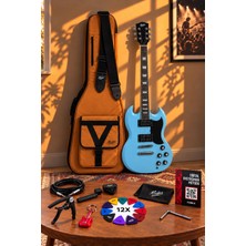 Midex Sg-Special-Ltb Profesyonel Sg Kasa Hh Elektro Gitar Seti Turkuaz