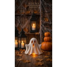 Adens Shop Sevimli Hayalet Işıklı Mumluk – Cadılar Bayramı (Halloween) Temalı Dekoratif Gece Lambası & Tealight Süsü