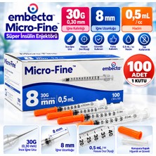 Süper Insülin Enjektörü Embecta Micro-Fine 30G 0,30 mm x 8 mm 0,5 ml 100 Adet 1 Kutu