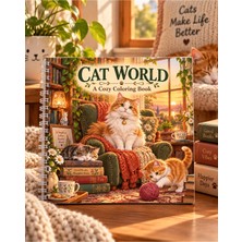 Z&R Craft Cat World Kediler Alemi Boyama Kitabı | Yetişkinler Için Kedi Temalı Rahatlatıcı Boyama Kitabı 30 Görsel 20X20 Boyut