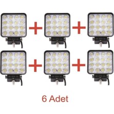 Carub 6 Adet Off Road Çalışma Lambası Sis Lambası 10-30V 48W 16 LED Kare