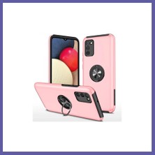 Nida Samsung Galaxy A02S Uyumlu Kılıf Elit Yüzüklü Kapak - Pembe Nıda