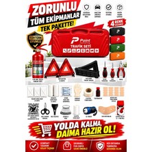 Point Marketing Eva Çantalı Profesyonel Trafik Seti 1 kg Yangın Tüplü Tüvtürk Muayene Uyumlu Kırmızı Ce Belgeli