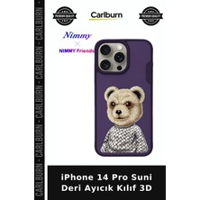 Carlburn iPhone 14 Pro Suni Deri Ayıcık Kılıf 3D Arkadaşa Hediye Telefon Kılıfı Hediyelik Eşya