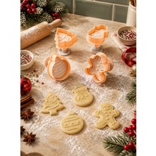 Mapple Home 4'lü Yılbaşı Kurabiye Kalıbı Çam Ağacı Model Yılbaşı Kurabiye Kalıbı Gingerbreadman Christmas