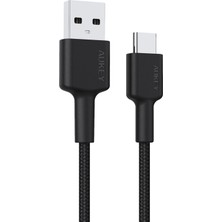 Aukey CB-CD30-BK Naylon Örgülü Usb-A To Type-C Şarj Kablosu 0.9 M - Siyah