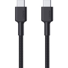 Aukey CB-CD45-BK Pd Destekli Naylon Örgülü Type-C Şarj Kablosu 0.9 M - Siyah