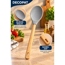 Decopat Silikon Başlıklı Bambu Saplı Mutfak Kaşığı – Ergonomik ve Pratik Yemek Karıştırma Kaşığı