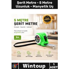 Wintoup #metre Hassas Ölçüm Cihazı Terzi Ofis Profesyonel Dayanıklı 5 Mtr Uzunluk Manyetik Uçlu Şerit Metre