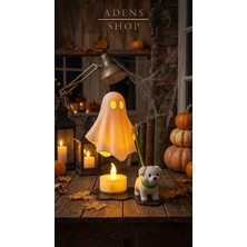 Adens Shop 3D Baskı Köpek Gezdiren Hayalet Işıklı Mumluk – Cadılar Bayramı (Halloween) Dekoratif Gece Lambası & Tealight Süsü
