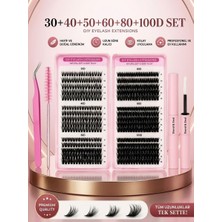 İya Nails Dıy Takma Kirpik Seti 600 Adet Aksesuarlı, Farklı Boylarda 30-40-50-60-80-100 D