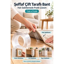Evgereçlerim Şeffaf Çift Taraflı Bant Yıkanabilir 1 Metre x 3 cm Nano Jel