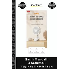 Carlburn Şarjlı Mandallı 3 Kademeli Taşınabilir Mini Fan Masa Yazlık
