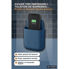 Burada Bulabilirsin Telefon ve Kumanda Tutucu Duvar Organizeri, Matkapsız Yapışkanlı Eşya Düzenleyici Kutu BX-316855
