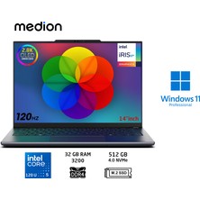 Medion Signium 14 S1 Intel Core 5 120U 32GB 512GB SSD W11 Pro 14" 120Hz OLED Taşınabilir Bilgisayar Duddi