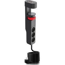 Tr Akım Korumalı Çoklu Priz, 2 Adet Usb, 1 Adet Type-C Girişi, Hızlı Şarj Desteği, 2m Kablo Uzunluğu, Masa Kenarı Sabitlenebilir, Tüm Elektronik Cihazlar Için Kullanıma Uygun 6 Portlu Priz Çoğaltıcı