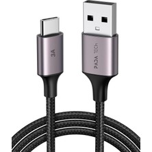 Pada Tech USB To Type-C Hızlı Şarj ve Veri Kablosu Carplay Uyumlu Örgülü 1.2m