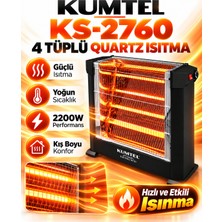 Kumtel Siyah Mini Şömine Isıtıcı 2200W, 4 Tüplü Quartz Elektrikli Isıtıcı, Ayarlanabilir Termostat, Devrilme Emniyeti, 20 M² Isıtma Alanı, A Sınıfı Enerji, Ev ve Ofis Için, 2 Yıl Garantili
