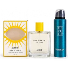 ANGİE Her Dream Kadın Parfüm 100 ml ve Reputee Floral Touch Kadın Deodorant 150 ml Seti 2'li