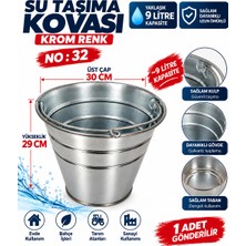 Ymn Su Taşima Kovası Çöp Kovası 29 cm x 30 cm Krom Renk 9 Litre Kapasiteli 1 Adet Gönderilir