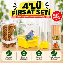 Muhabette Kuşu Kafes Seti | Akıllı Kuş Yemliği, Kuş Banyosu, Otomatik Suluk ve Quik Kumlu Tünek