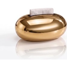 Vionna Parlak Gold Oval Peçetelik, Lüks Dekoratif Masa Aksesuarı