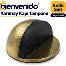 Yarımay Yapışkanlı Kapı Kolu Stoperi Tamponu Metal Kapı Stopu Durdurucu Tutucu Tutacağı Antik Sarı