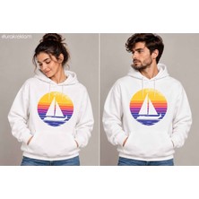 Durak Reklam Gün Batımı Gemi T-Shirt Tasarımı Dtf Baskı