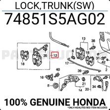 Maher Honda Civic 2001-2006 Bagaj Kilidi Kapak Manuel Kablolu (Oem NO:74851S5AX4)