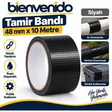Siyah Tamir Izolasyon Bandı 48 mm x 10 Metre Genel Duct Tape Su Geçirmez Sızdırmazlık Takviye Bantları