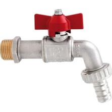 Şanal Itap 1/2" Nikel Kaplamalı Pirinç Bahçe Musluğu - Metal Hortum Bağlantısı, Alüminyum Kelebek Kollu