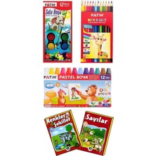 Fatih 12'li Set Kuru Boya , Pastel Boya , Sulu Boya 1 Adet Boyama Kitabı Hediye B.s