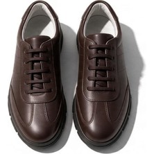 Ne&Ve Shoes Kahve Deri Bağcıklı Kadın Sneaker Ayakkabı