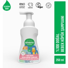 Siveno %100 Doğal Bebek Köpük Şampuanı Yenidoğan Saç ve Vücut İçin Nemlendirici Bitkisel Vegan 250 ml