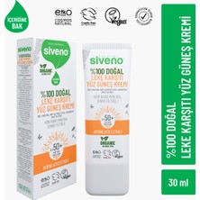 Siveno %100 Doğal Yüz Güneş Kremi Leke Karşıtı Aydınlatıcı Çinko Mineral Filtre SPF 50+ UVA UVB 30 ml