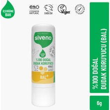 Siveno %100 Doğal Dudak Koruyucu Bal Bitkisel Lipbalm Dudak Kremi Nemlendirici Parlatıcı Onarıcı 6 G