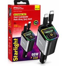 Azurtech USB C Type-C Araç Şarj Aleti, 4'ü 1 Arada Hızlı Şarj Araç 66W Araç USB Çakmaklık Şarj Cihazı