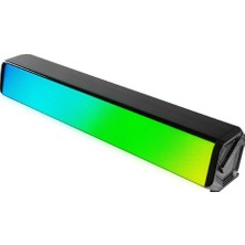 Str Store MD-S605 2x2 5WX2CH 5 Mod Rgb Ledli Oyuncu Siyah USB Sound Bar + Kablodan Kumanda Ses Ayarlı Speaker Hoparlör (Pc/mp3/mp4/ipad/mobil (Aux Çıkışlı Cihazlar ile Uyumludur)
