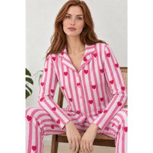 Marchè Bien Kadın Kısa Kol Fiyonk Desenli Mavi Pijama Takımı 4771
