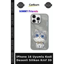 Carlburn iPhone 16 Uyumlu Kedi Desenli Silikon Kılıf 3D Hediyelik Aksesuar Cep Telefonu Akıllı Telefon